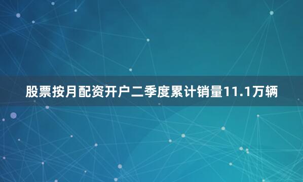 股票按月配资开户二季度累计销量11.1万辆